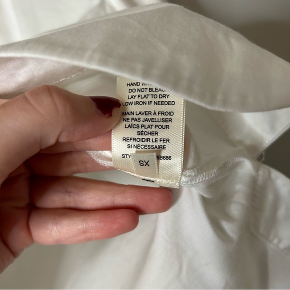 Rebecca Taylor White Short Sleeve V-Neck Twill Blouse - Picture 9 of 12